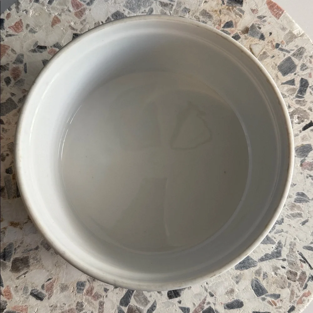 Vintage Apilco Porcelain France White Ribbed Soufflé Baking Dish Size Medium